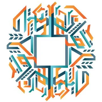 Modern Geometric mandala Islamic Pattern in Vibrant Orange and Turquoise Tone Illustrazione stock