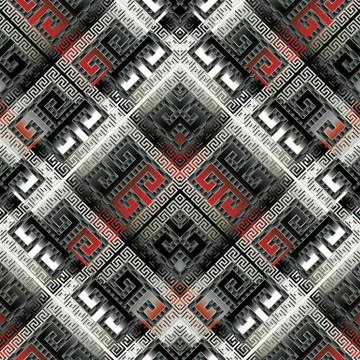 Modern geometric meander seamless pattern. Vector luxury abstract greek key b Illustrazione stock