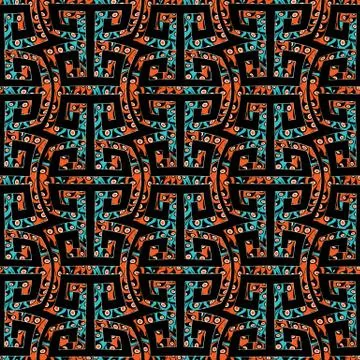 Modern geometric meander seamless pattern. Colorful vector abstract backgroun Stockillustratie