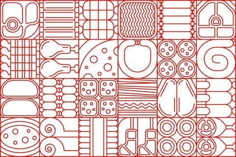 Modern geometric meat Bauhaus pattern イラスト素材