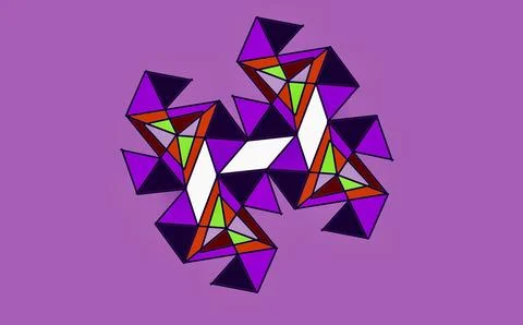 Modern Geometric Origami Shape Pattern on Violet Background イラスト素材