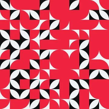 Modern geometric pattern abstract vector background with red shapes and cur.. Stock Illustration