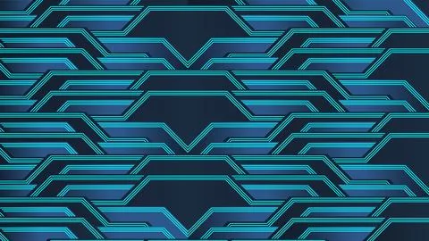 Modern Geometric Pattern With Blue Neon Lines on Dark Background Stock Illustration