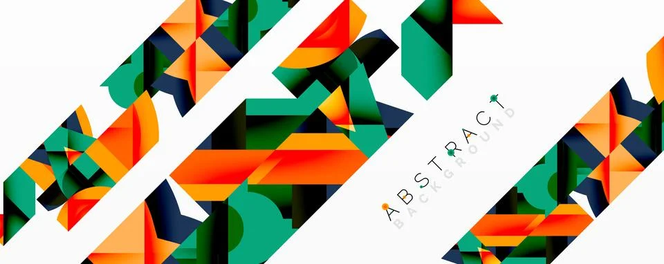 Modern geometric pattern. Bright colors overlap, creating dynamic visual effect. Stock Illustration