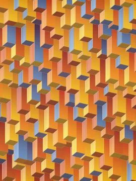 Modern geometric pattern with colored rectangles. 3d rendering illustration Stockillustratie
