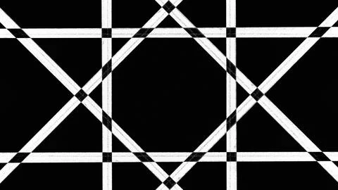Modern geometric pattern with intersecting white lines on black Stock Illustration