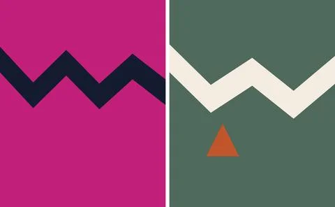 Modern geometric patterns in flat design with pink green and orange colors Stock Illustration