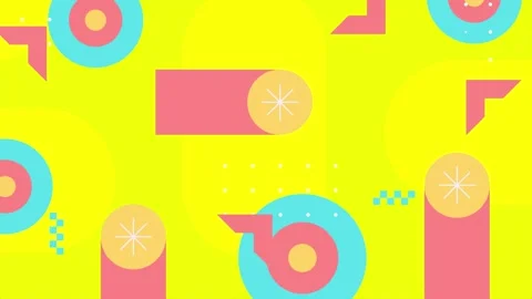 Modern geometric patterns with playful design elements seamless 4k video Stock Footage 304856800
