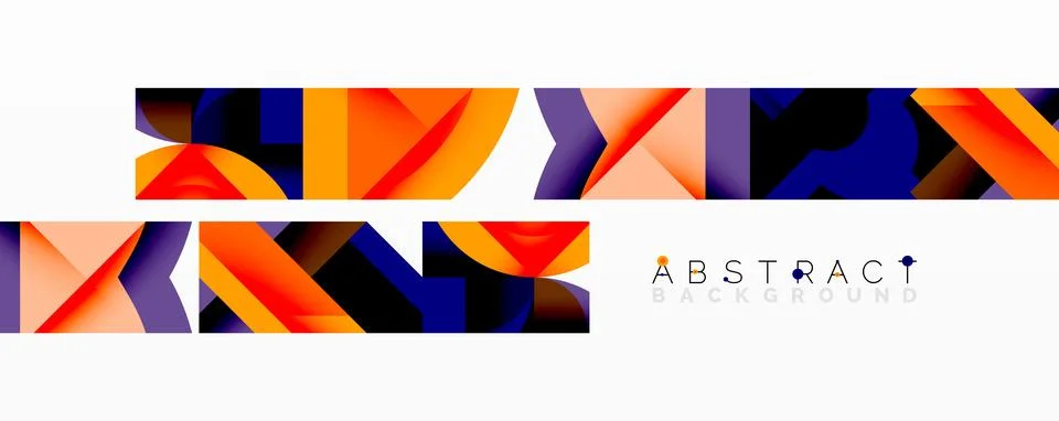 Modern geometric patterns. Vivid orange, blue gradients create dynamic visual 스톡 일러스트