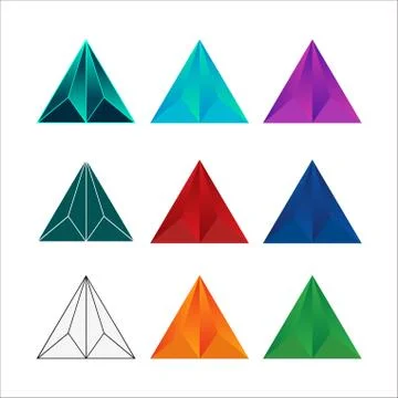 Modern Geometric Polygon Triangle Pyramid Logo Symbol Vector Stock Illustration