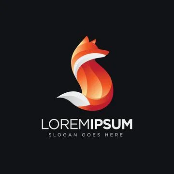 Modern geometric Red Fox logo icon vector on black background Stock Illustration