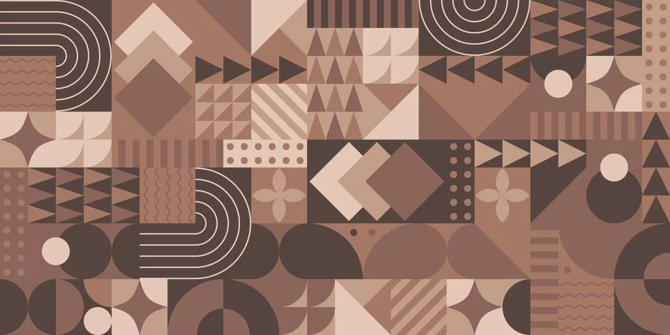 Modern geometric seamless pattern with 2025 color Mocha Mousse. Abstract ba.. Stock Illustration