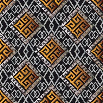 Modern geometric seamless pattern, Black background wallpaper with vintage ge Stock Illustration