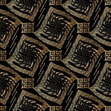Modern geometric seamless pattern. Black background wallpaper with vintage ge Stock Illustration