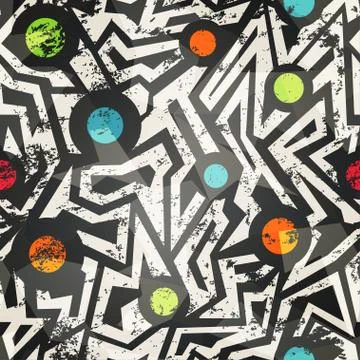 Modern geometric seamless pattern with grunge effect Stock Illustration