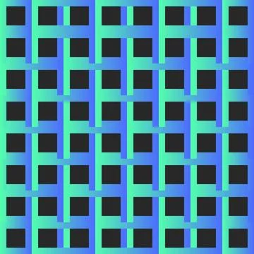 Modern geometric seamless pattern with interlocking grid of blue and green .. 库存插图
