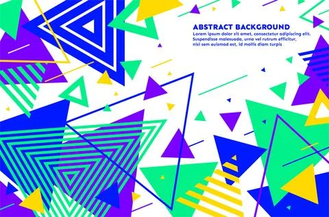 Modern geometric shape abstract memphis background design. Colorful triangle art Stock Illustration