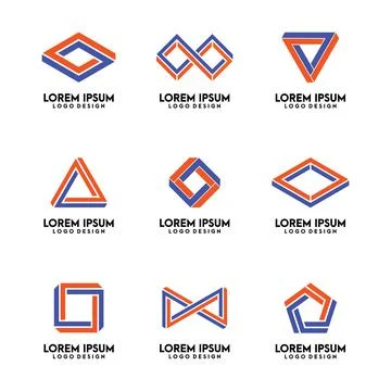 Modern Geometric Shape Logo Design Set Stock Illustration