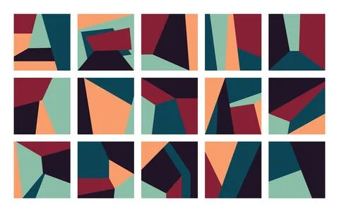 Modern geometric sharp shapes. Abstract bauhaus bold square elements, primitive Stock Illustration