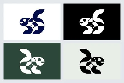 Modern Geometric Squirrel Logo Design Set Stock Illustration