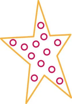 Modern Geometric Star with circles. Vector Star in red and yellow colors. Stock Illustration