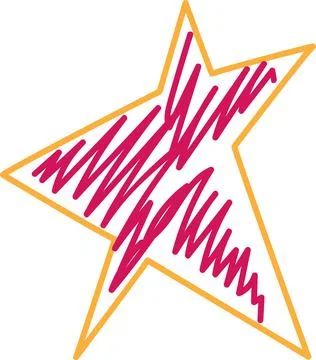 Modern Geometric Star. Vector yellow and Star Drawn by Hand - Vector Stock Illustration