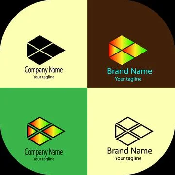 Modern Geometric Tile Logo Stock Illustration