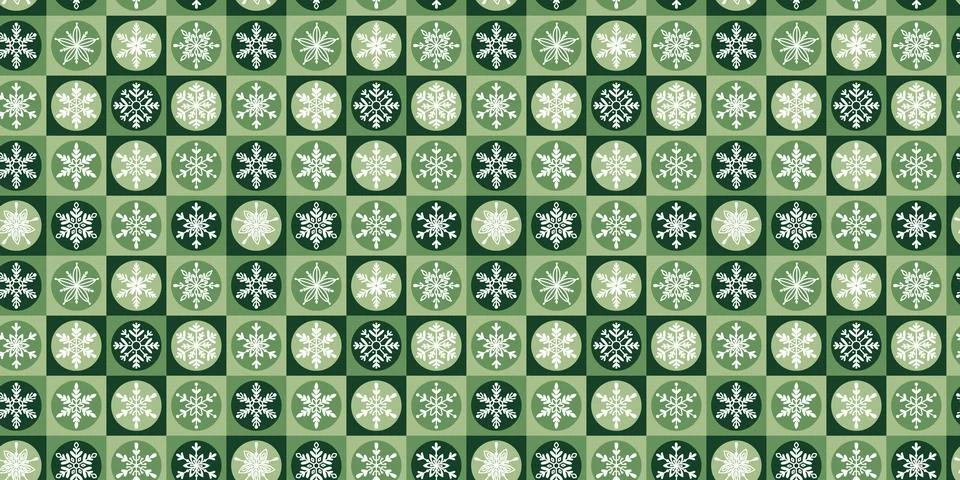 Modern geometric winter seamless pattern with snowflakes. Mosaic background Stock Illustration