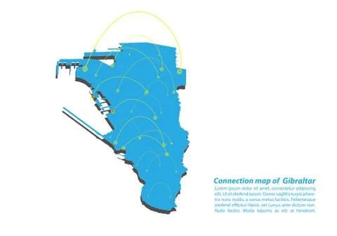 Modern of gibraltar Map connections network design, Best Internet Concept of  Stock Illustration