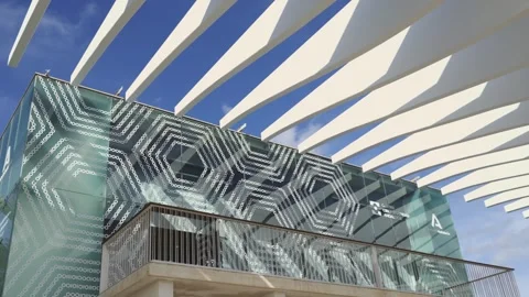 Modern glass architecture of the Cybersecurity Centre of Andalusia at the Port Vidéo 325778281
