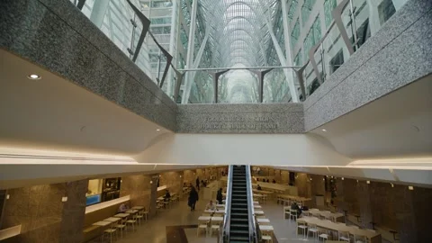 Modern Glass Atrium Inside PATH Underground Walkway in Downtown Toronto Stock Footage 328366050