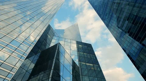 Modern glass building background. time lapse. clouds moving Stockbeeldmateriaal 40670461