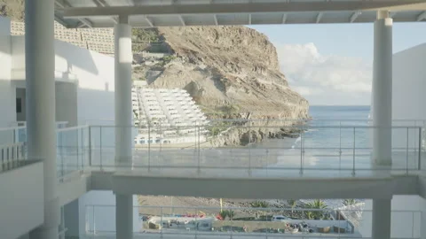 Modern Glass Elevator Ride With Smooth Camera Pan Stock Footage 327390229