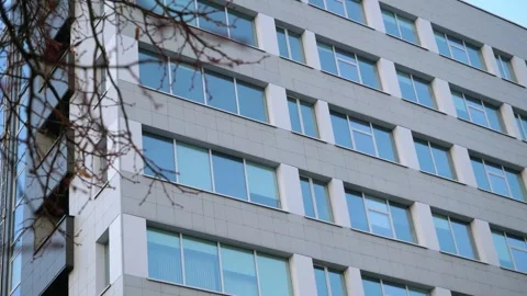 Modern glass facade of the building Stock Footage 309698694