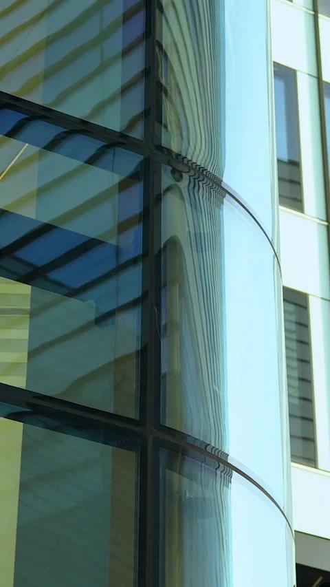 Modern Glass Office Building Architecture With Security Camera Vertical Stock Footage 331353285