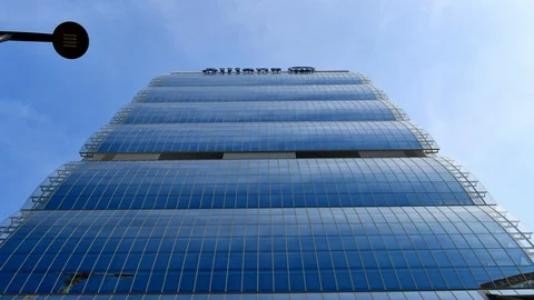 Modern glass skyscraper seen from below Stock Footage 109272129