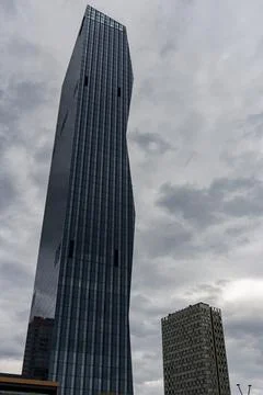 Modern Glass Skyscraper with Unique Angular Design in Vienna, Austria Stock Photos
