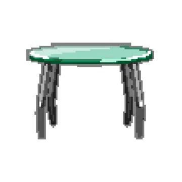 Modern glass table pixel art vector illustration Stock Illustration
