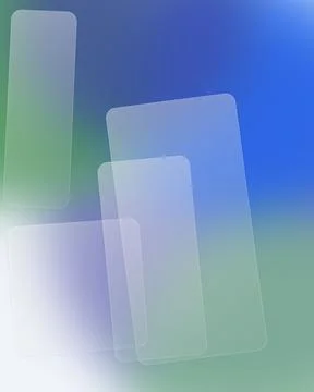 Modern Glassmorphism Background with Frosted Translucent Panels on Blue Gre.. Illustrazione stock