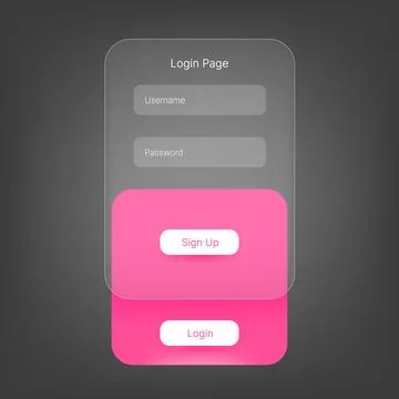 Modern Glassmorphism Login Interface Mobile Application Design Stock Illustration