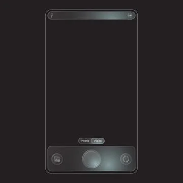 Modern Glassmorphism Mobile Camera UI Screen Vector Template Stock Illustration