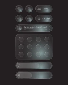 Modern Glassmorphism Mobile UI Notification and Quick Settings Panel Vector Stock Illustration