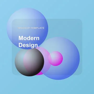 Modern Glassmorphism Mockup Template with Blue Gradient Circles Stock Illustration