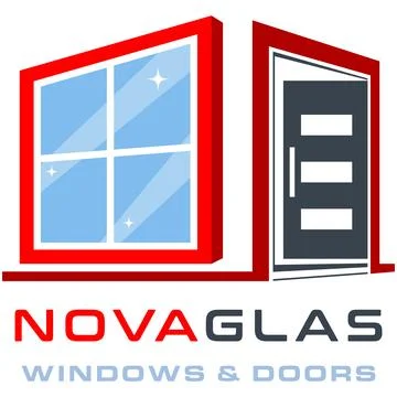 Modern Glazier and Window Construction Logo Design Stock Illustration