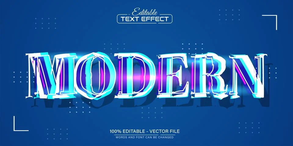 Modern glitch style text effect editable Stock Illustration