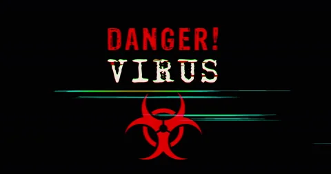 Modern glitch transition with biohazard warning symbol Video stock 143466059