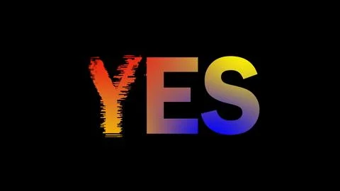 Modern Glitch Transition text animation with Yes Text 4K footage. イラスト素材