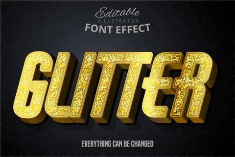 Modern glitter script editable typography font effect Stock Illustration