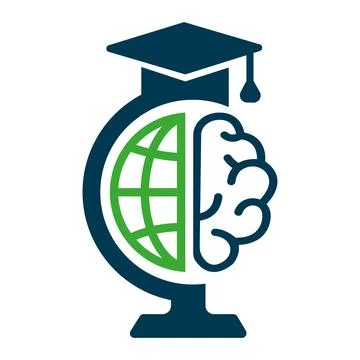 Modern Global Browser Brain Icon Education Vector Logo Design Template Illustrazione stock