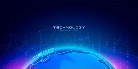 Modern global Technology background with binary Stock Illustration